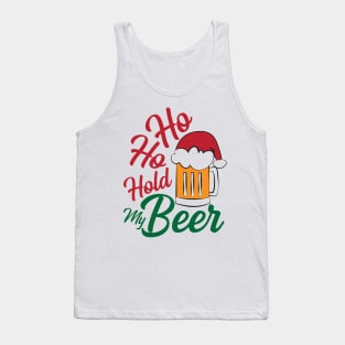 Ho ho hold my Beer, Funny Xmas Santa Beer Party Gifts Top Tank Top